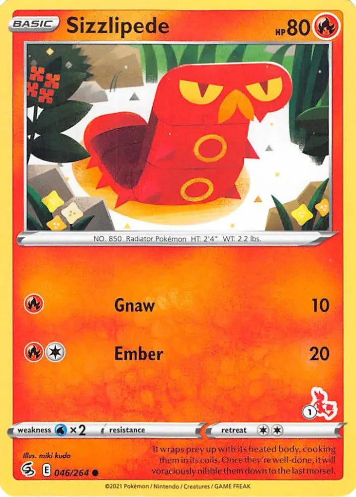 Sizzlipede (046/264) (Cinderace Stamp #1) [Battle Academy 2022] - Pokemon Single