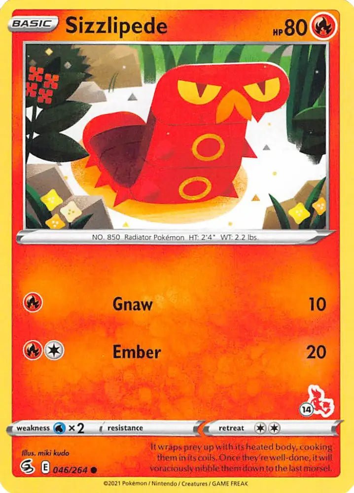 Sizzlipede (046/264) (Cinderace Stamp #14) [Battle Academy 2022] - Pokemon Single