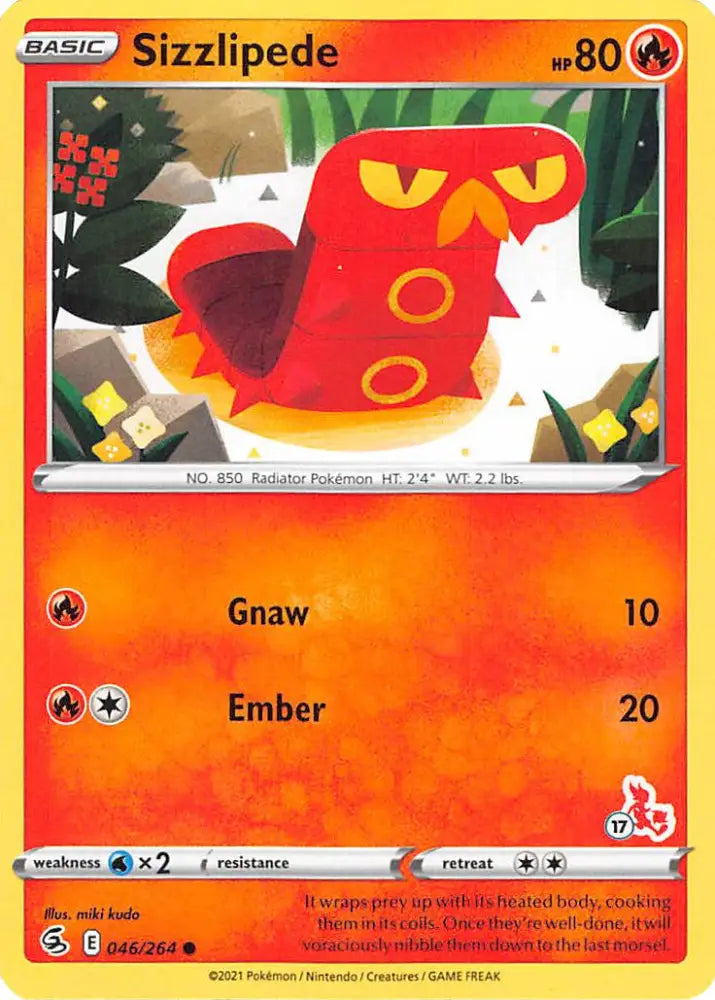 Sizzlipede (046/264) (Cinderace Stamp #17) [Battle Academy 2022] - Pokemon Single