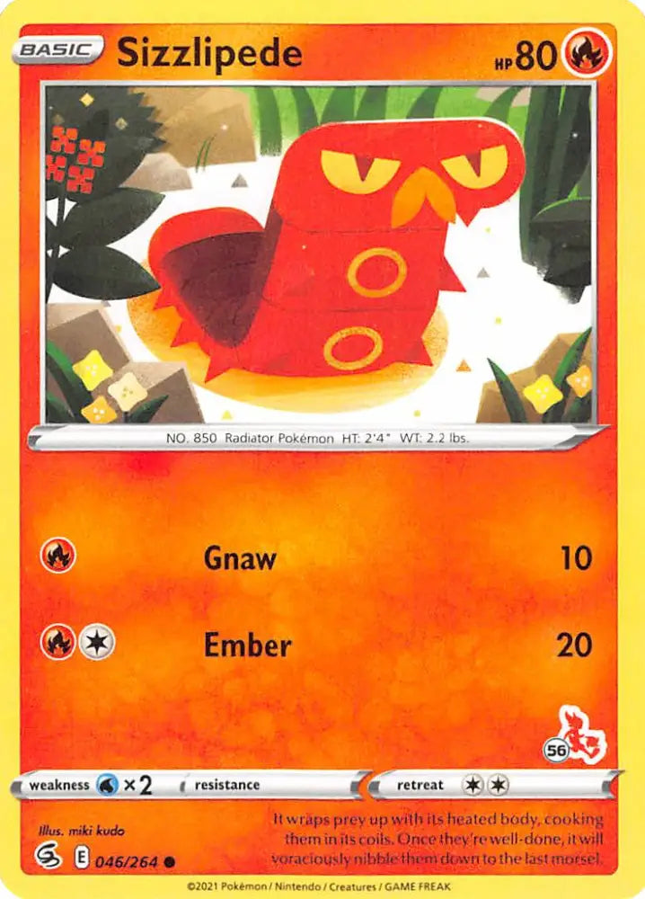 Sizzlipede (046/264) (Cinderace Stamp #56) [Battle Academy 2022] - Pokemon Single