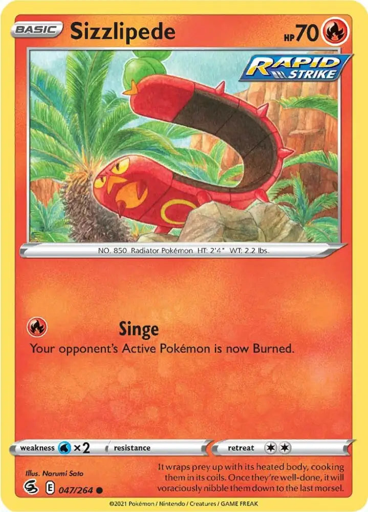 Sizzlipede (047/264) [Sword & Shield: Fusion Strike] - Pokemon Single