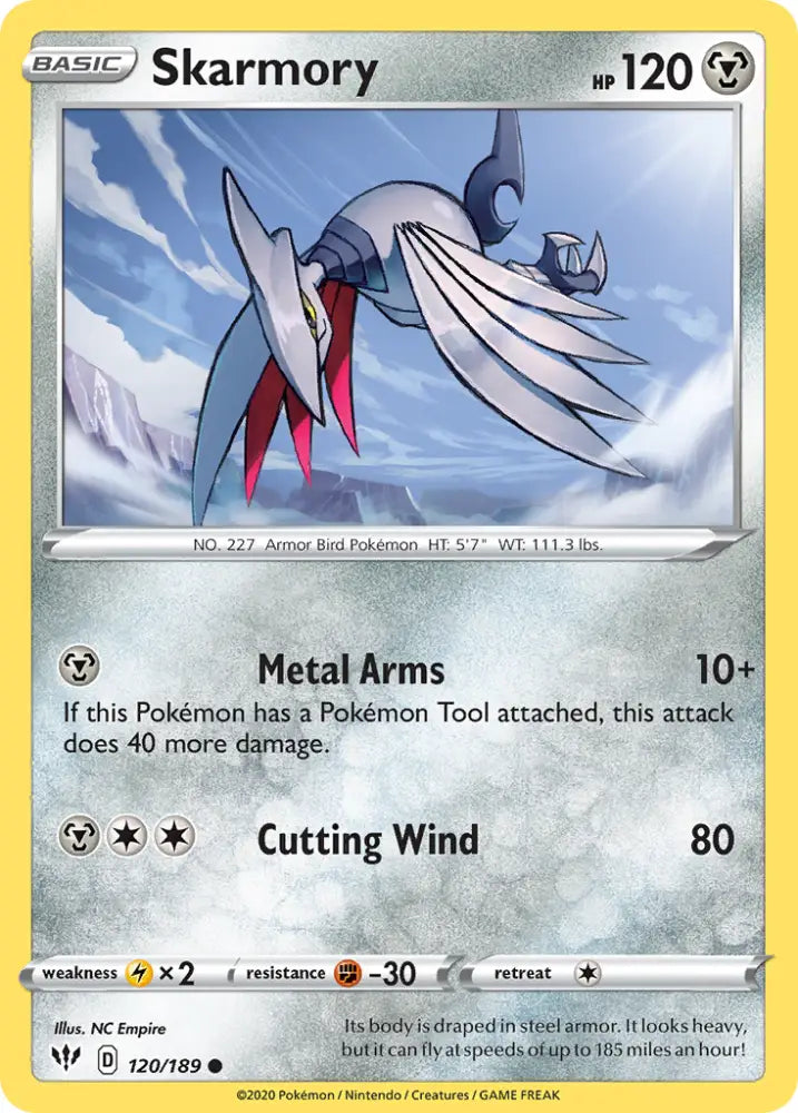 Skarmory (120/189) [Sword & Shield: Darkness Ablaze] - Pokemon Single