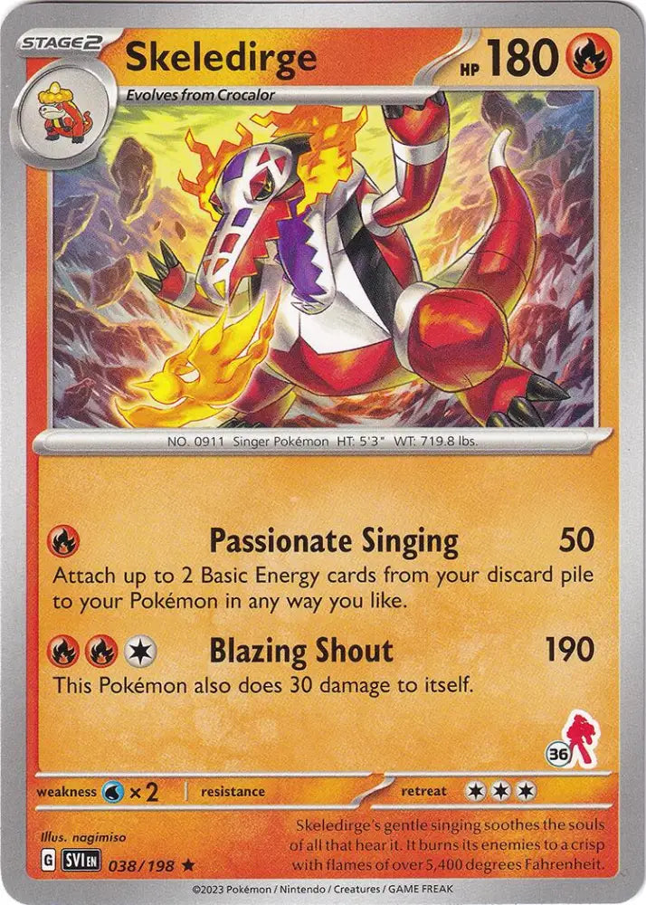 Skeledirge (038/198) (Armarouge Stamp #36) [Battle Academy 2024] - Pokemon Single