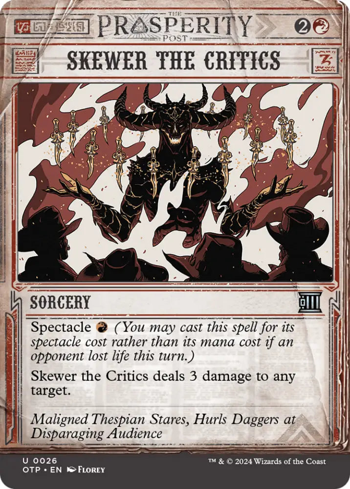 Skewer the Critics [Outlaws of Thunder Junction: Breaking News] - MTG Single