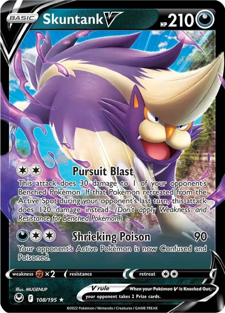Skuntank V (108/195) [Sword & Shield: Silver Tempest] - Pokemon Single