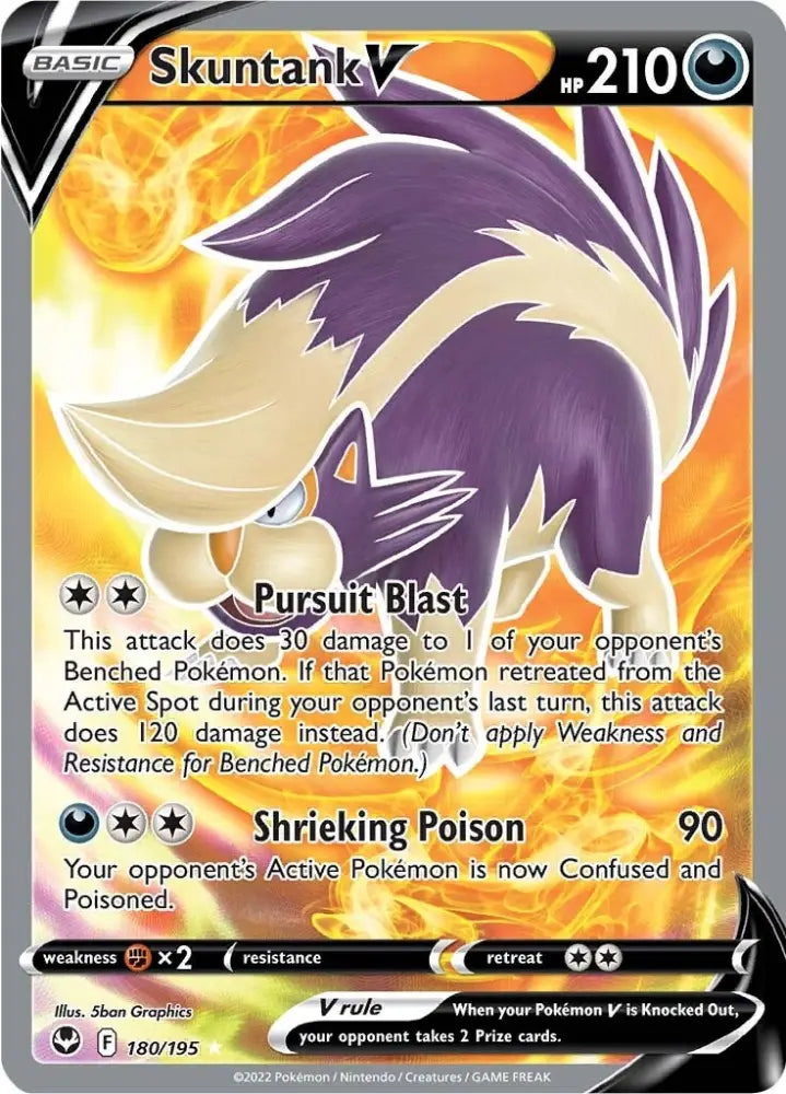 Skuntank V (180/195) [Sword & Shield: Silver Tempest] - Pokemon Single