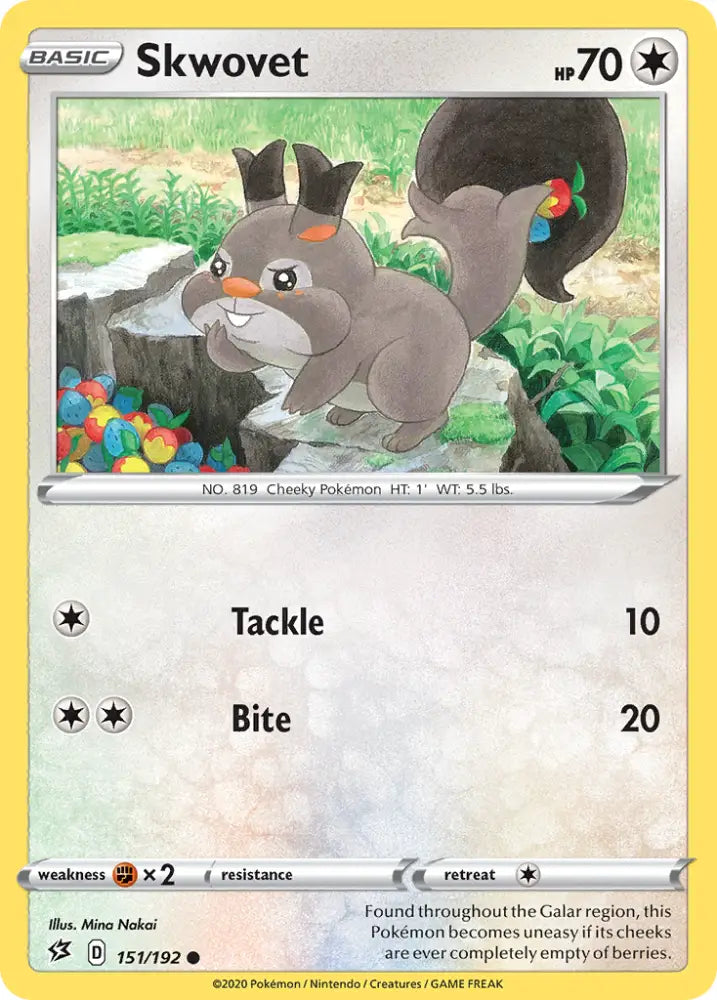 Skwovet (151/192) [Sword & Shield: Rebel Clash] - Pokemon Single