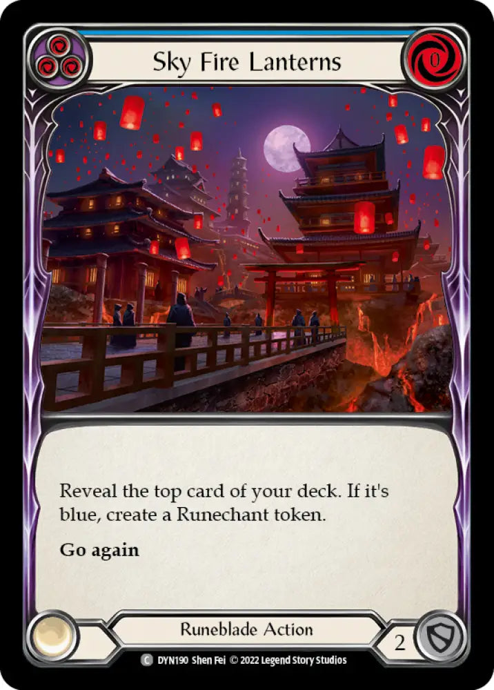 Sky Fire Lanterns (Blue) [Dynasty] Rainbow Foil - Flesh And Blood Single