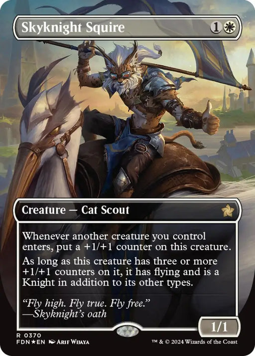Skyknight Squire (Borderless) (Mana Foil) [Foundations] - MTG Single