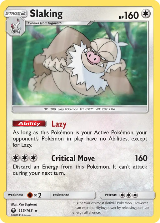 Slaking (115/168) [Sun & Moon: Celestial Storm] - Pokemon Single