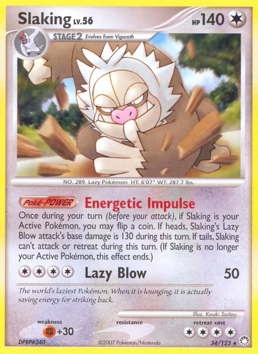 Slaking (34/123) [Diamond & Pearl: Mysterious Treasures] - Pokemon Single