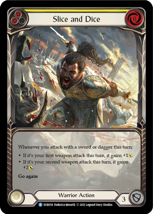 Slice and Dice (Yellow) [Everfest] 1st Edition Extended Art Rainbow Foil - Flesh And Blood Single