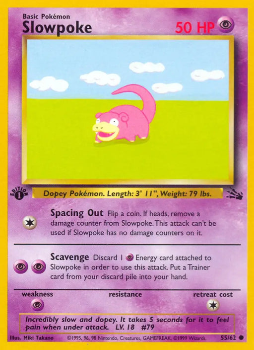 Slowpoke (55/62) [Fossil 1st Edition] - Pokemon Single