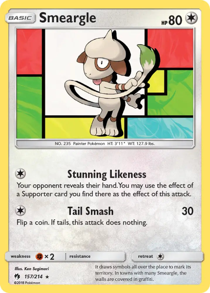 Smeargle (157/214) [Sun & Moon: Lost Thunder] - Pokemon Single