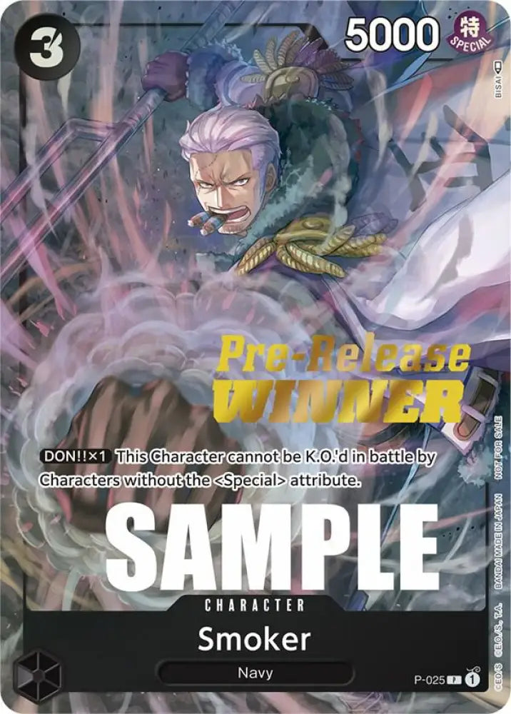 Smoker (Pre-Release) [Winner] (P-025) [One Piece Promotion Cards]