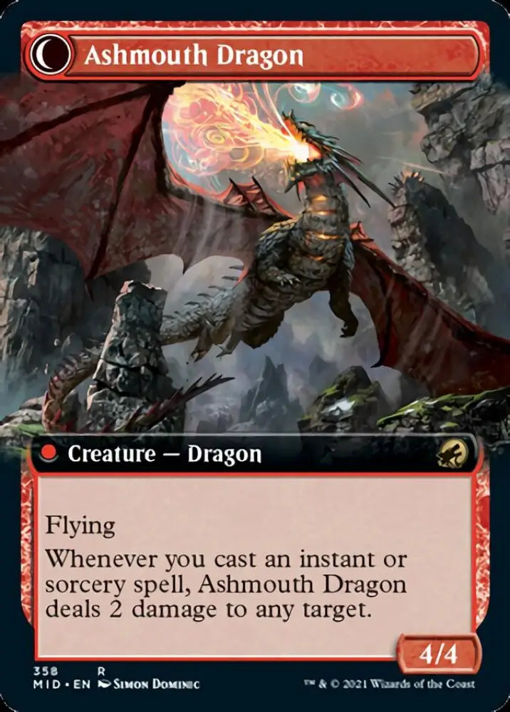 Smoldering Egg // Ashmouth Dragon (Extended Art) [Innistrad: Midnight Hunt] - MTG Single