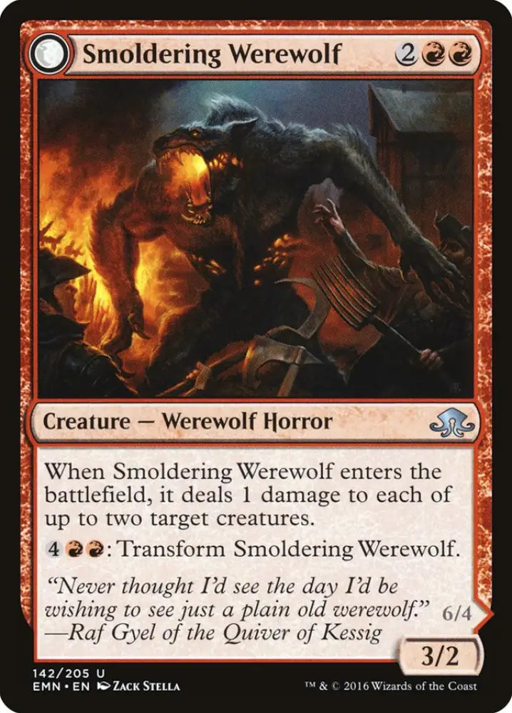 Smoldering Werewolf // Erupting Dreadwolf [Eldritch Moon] - MTG Single