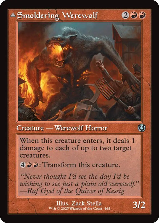 Smoldering Werewolf // Erupting Dreadwolf (Retro Frame) [Innistrad Remastered] - MTG Single