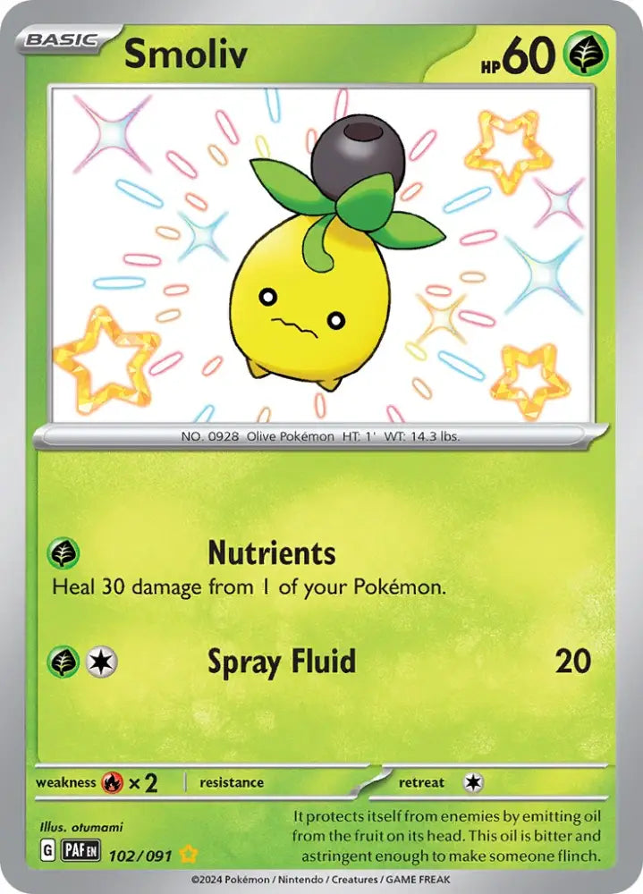Smoliv (102/091) [Scarlet & Violet: Paldean Fates] - Pokemon Single