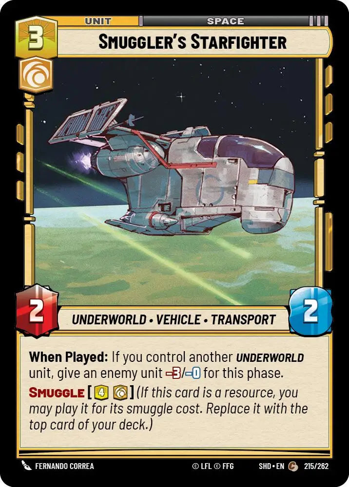 Smuggler’s Starfighter (215/262) [Shadows of the Galaxy] - Star Wars: Unlimited Single