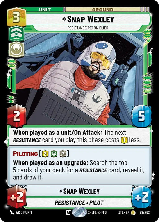Snap Wexley - Resistance Recon Flier (098/262) [Jump to Lightspeed] - Star Wars: Unlimited Single