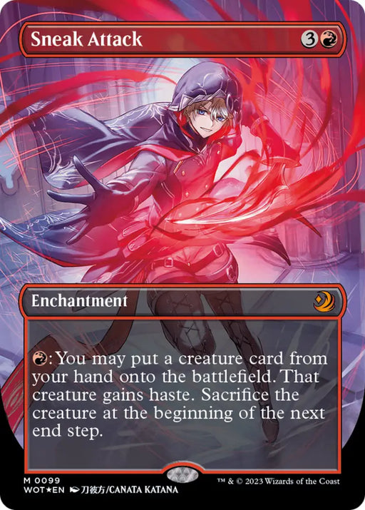 Sneak Attack (Anime Borderless) (Confetti Foil) [Wilds of Eldraine: Enchanting Tales] - MTG Single