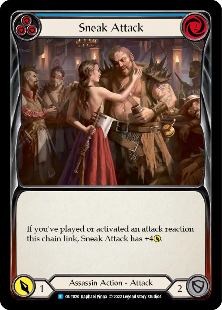 Sneak Attack (Blue) [Outsiders] Rainbow Foil - Flesh And Blood Single