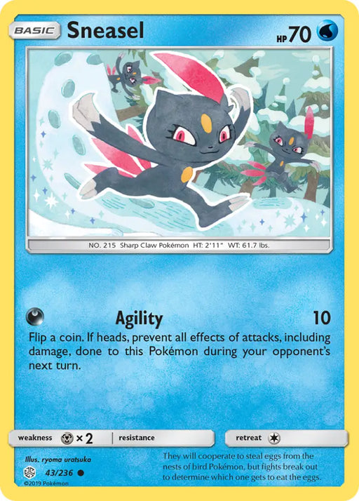 Sneasel (43/236) [Sun & Moon: Cosmic Eclipse] - Pokemon Single