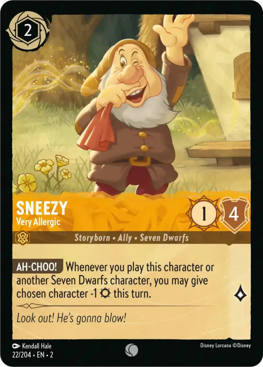 Sneezy - Very Allergic (22/204) [Rise of the Floodborn] - Lorcana Single