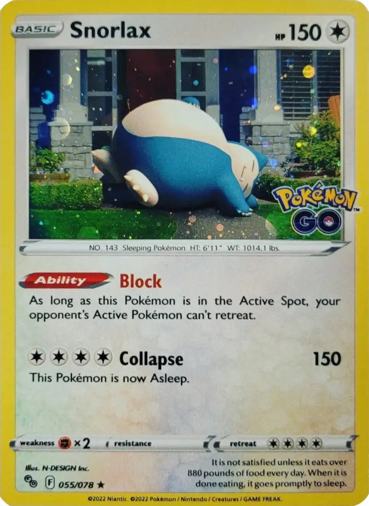 Snorlax (055/078) (Cosmos Holo) [Pokémon GO] - Pokemon Single