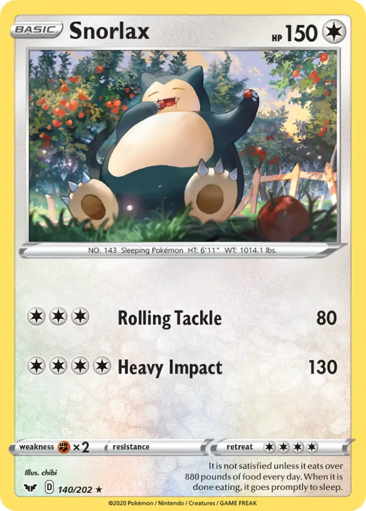 Snorlax (140/202) [Sword & Shield: Base Set] - Pokemon Single