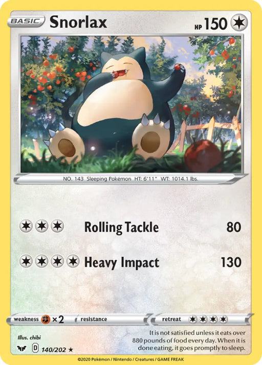 Snorlax (140/202) [Sword & Shield: Base Set] - Pokemon Single