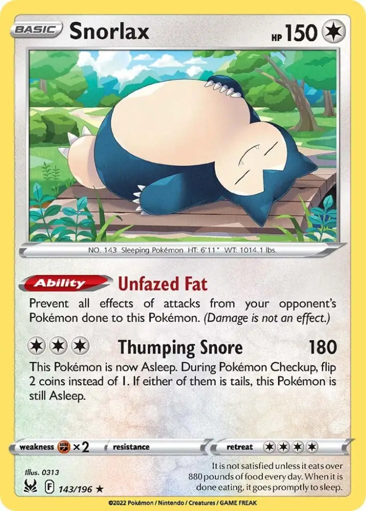 Snorlax (143/196) [Sword & Shield: Lost Origin] - Pokemon Single