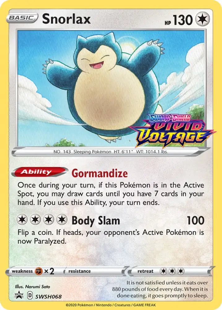 Snorlax (SWSH068) (Prerelease Promo) [Sword & Shield: Black Star Promos] - Pokemon Single