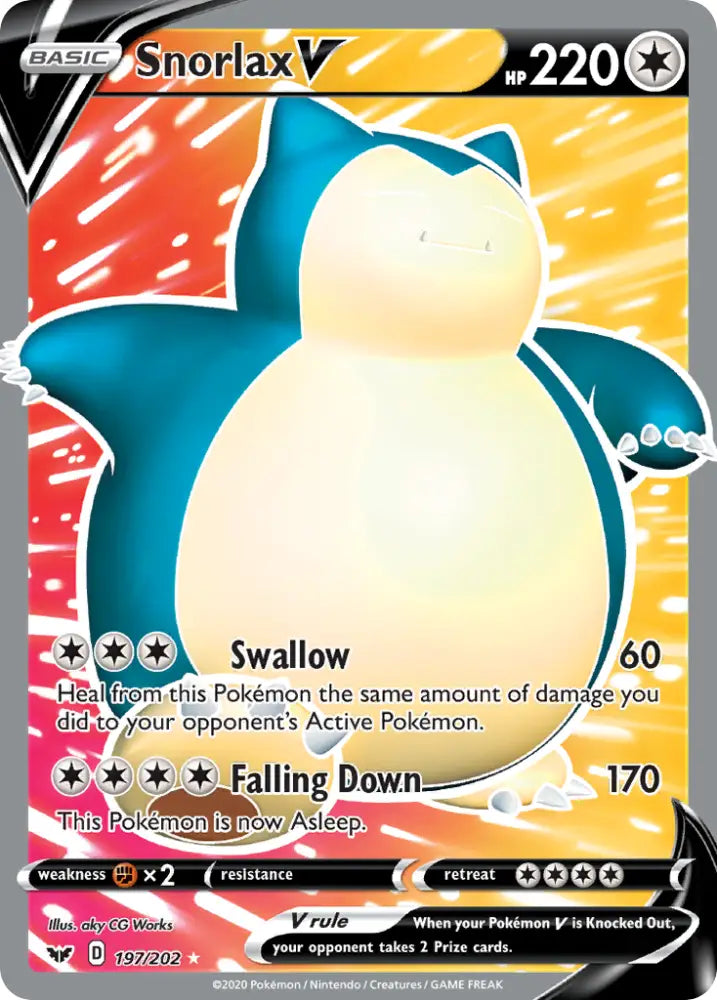 Snorlax V (197/202) [Sword & Shield: Base Set] - Pokemon Single