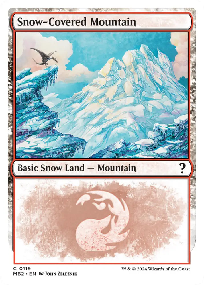 Snow-Covered Mountain (White Border) [Mystery Booster 2] - MTG Single