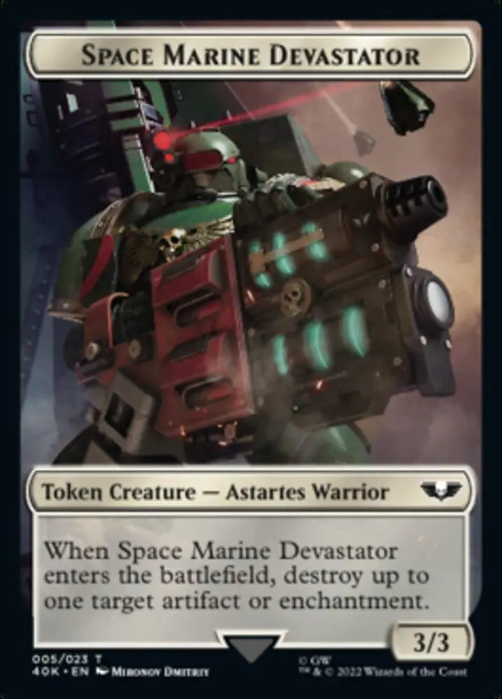 Soldier (002) // Space Marine Devastator Double-Sided Token [Warhammer 40,000 Tokens] - MTG Single
