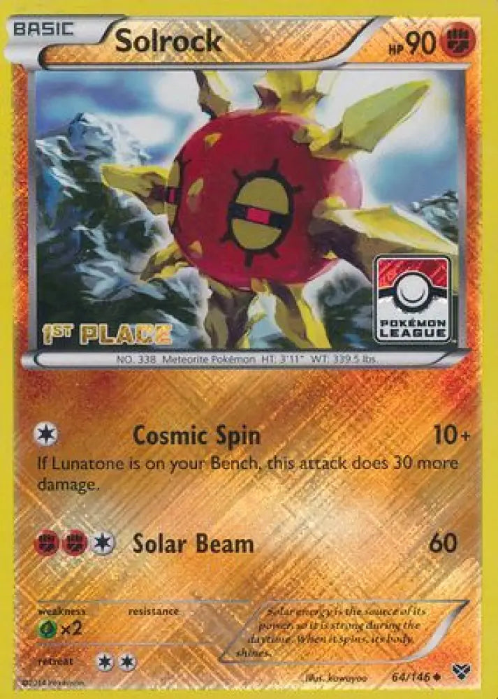 Solrock (64/146) (1st Place League Challenge Promo) [XY: Base Set] - Pokemon Single