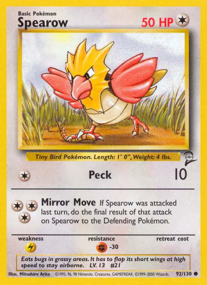 Spearow (92/130) [Base Set 2] - Pokemon Single