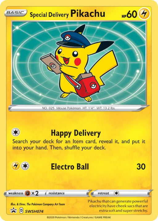 Special Delivery Pikachu (SWSH074) [Sword & Shield: Black Star Promos] - Pokemon Single