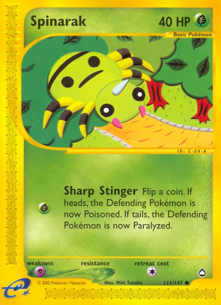 Spinarak (111/147) [Aquapolis] - Pokemon Single