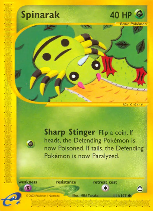 Spinarak (111/147) [Aquapolis] - Pokemon Single