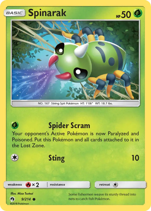 Spinarak (9/214) [Sun & Moon: Lost Thunder] - Pokemon Single