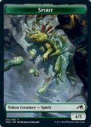 Spirit (002) // Spirit (011) Double-Sided Token [Kamigawa: Neon Dynasty Tokens] - MTG Single