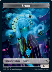Spirit (002) // Spirit (011) Double-Sided Token [Kamigawa: Neon Dynasty Tokens] - MTG Single