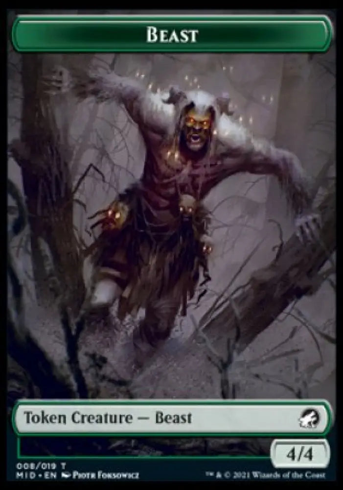 Spirit // Beast (008) Double-Sided Token [Innistrad: Midnight Hunt Tokens] - MTG Single