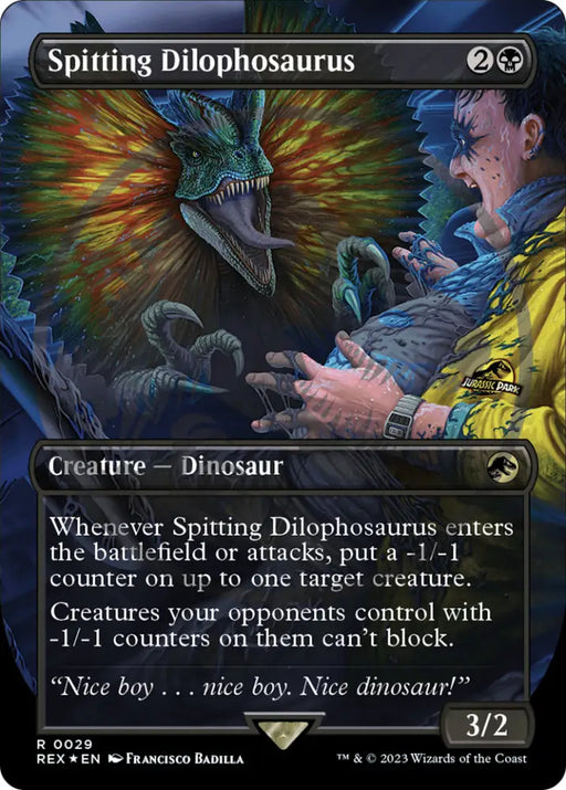 Spitting Dilophosaurus (Emblem) (Borderless) [Jurassic World Collection Tokens] - MTG Single