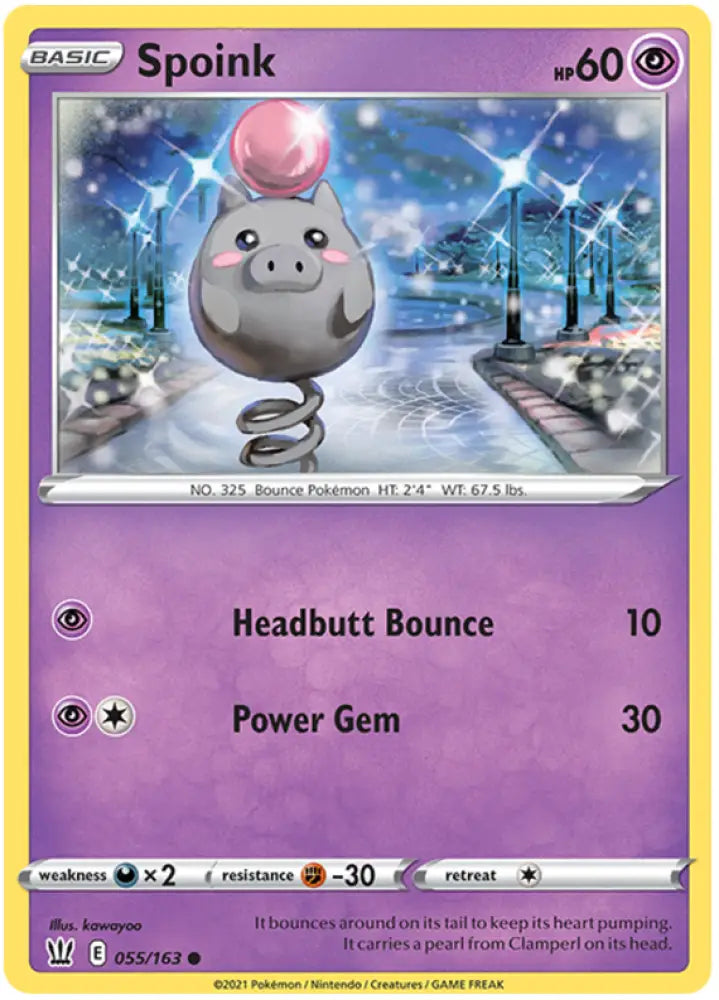 Spoink (055/163) [Sword & Shield: Battle Styles] - Pokemon Single
