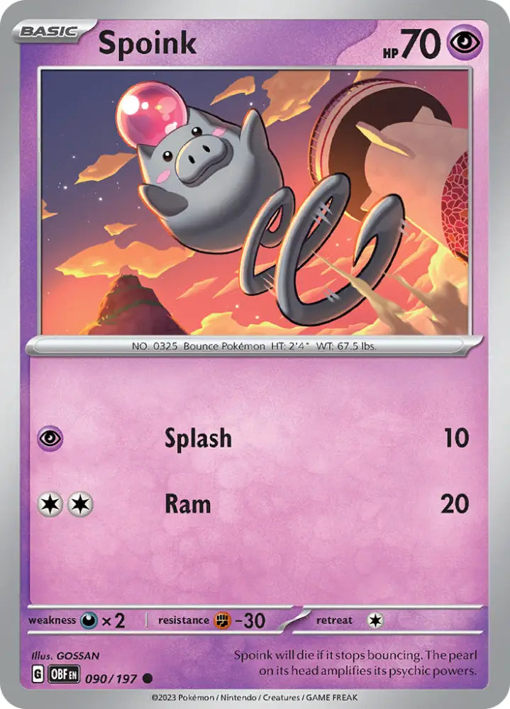Spoink (090/197) [Scarlet & Violet: Obsidian Flames] - Pokemon Single