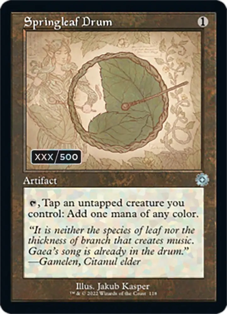 Springleaf Drum (Retro Schematic) (Serialized) [The Brothers’ War Retro Artifacts] - MTG Single